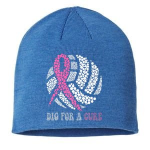 Dig For A Cure Breast Cancer Awareness Volleyball Pink Out Sustainable Beanie