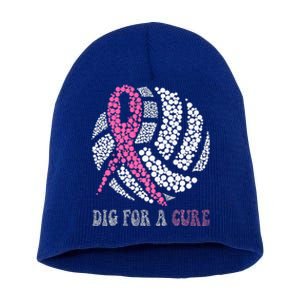 Dig For A Cure Breast Cancer Awareness Volleyball Pink Out Short Acrylic Beanie