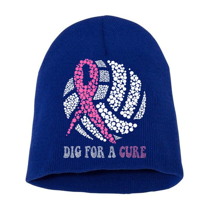 Dig For A Cure Breast Cancer Awareness Volleyball Pink Out Short Acrylic Beanie