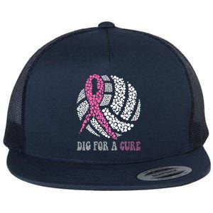 Dig For A Cure Breast Cancer Awareness Volleyball Pink Out Flat Bill Trucker Hat