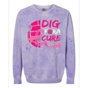 Dig For A Cure Breast Cancer Awareness Volleyball Colorblast Crewneck Sweatshirt