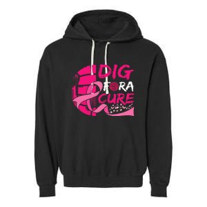 Dig For A Cure Breast Cancer Awareness Volleyball Garment-Dyed Fleece Hoodie