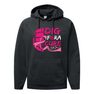 Dig For A Cure Breast Cancer Awareness Volleyball Performance Fleece Hoodie