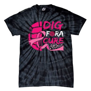 Dig For A Cure Breast Cancer Awareness Volleyball Tie-Dye T-Shirt