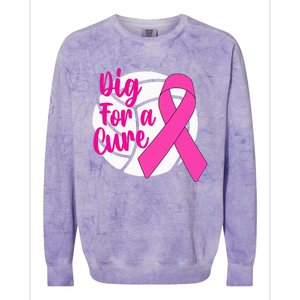 Dig For A Cure Breast Cancer Awareness Volleyball Pink Out Colorblast Crewneck Sweatshirt