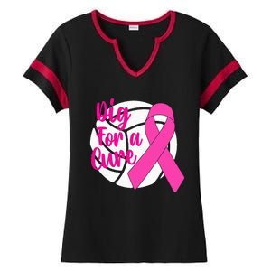 Dig For A Cure Breast Cancer Awareness Volleyball Pink Out Ladies Halftime Notch Neck Tee