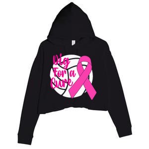 Dig For A Cure Breast Cancer Awareness Volleyball Pink Out Crop Fleece Hoodie