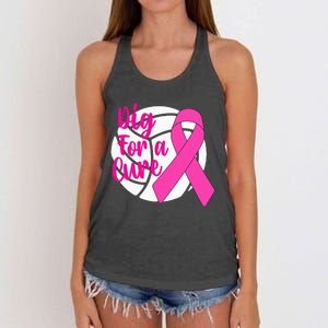 Dig For A Cure Breast Cancer Awareness Volleyball Pink Out Women's Knotted Racerback Tank