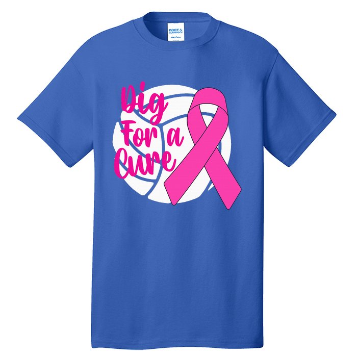 Dig For A Cure Breast Cancer Awareness Volleyball Pink Out Tall T-Shirt