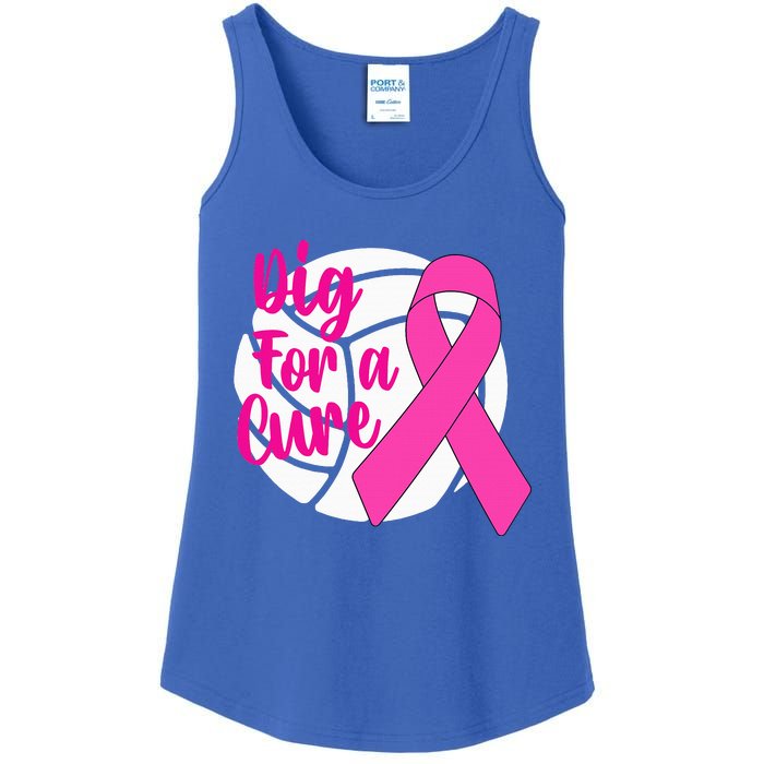 Dig For A Cure Breast Cancer Awareness Volleyball Pink Out Ladies Essential Tank