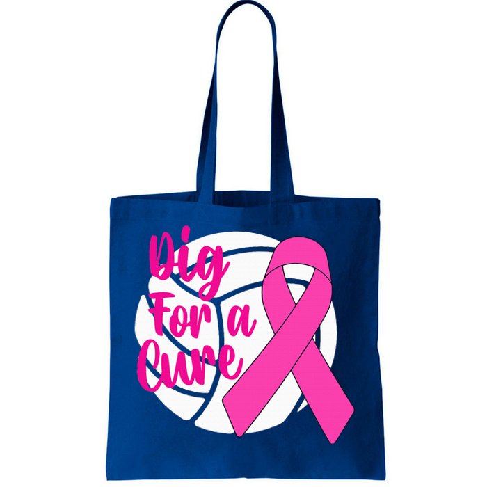 Dig For A Cure Breast Cancer Awareness Volleyball Pink Out Tote Bag