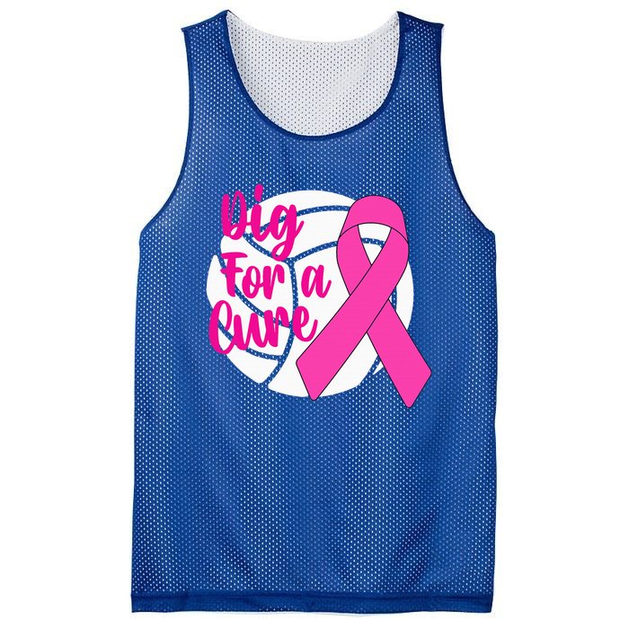 Dig For A Cure Breast Cancer Awareness Volleyball Pink Out Mesh Reversible Basketball Jersey Tank