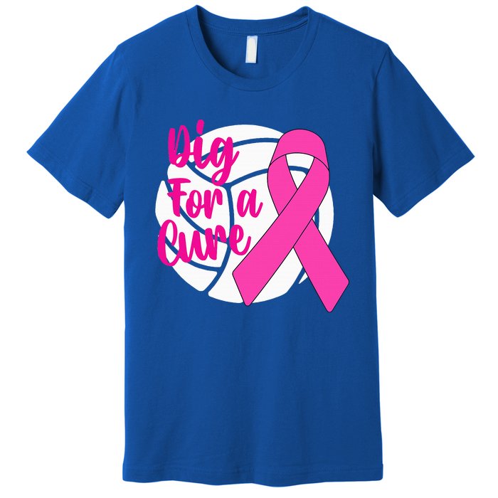 Dig For A Cure Breast Cancer Awareness Volleyball Pink Out Premium T-Shirt