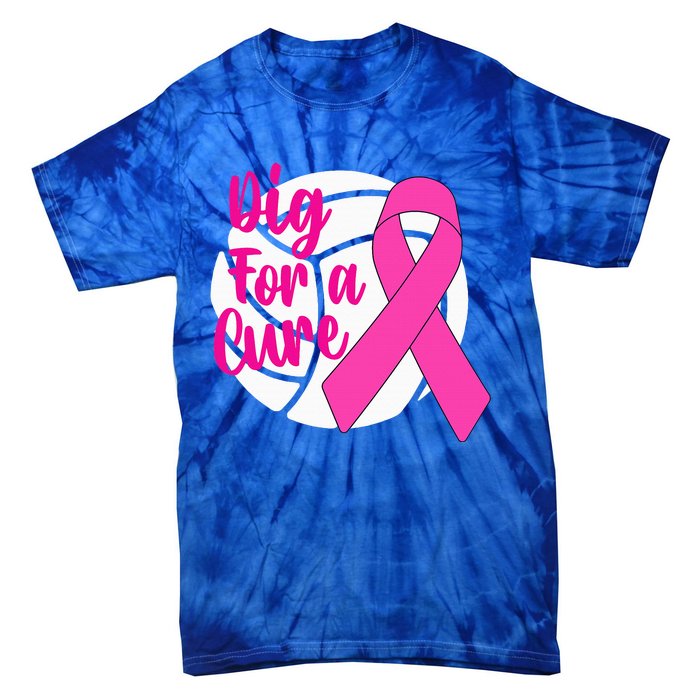 Dig For A Cure Breast Cancer Awareness Volleyball Pink Out Tie-Dye T-Shirt