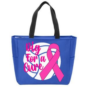 Dig For A Cure Breast Cancer Awareness Volleyball Pink Out Zip Tote Bag