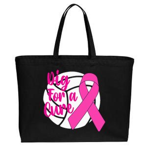 Dig For A Cure Breast Cancer Awareness Volleyball Pink Out Cotton Canvas Jumbo Tote