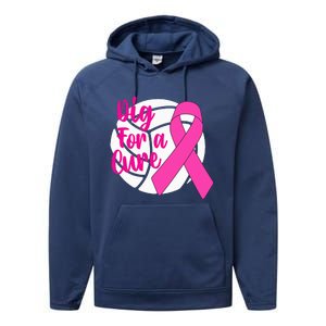 Dig For A Cure Breast Cancer Awareness Volleyball Pink Out Performance Fleece Hoodie