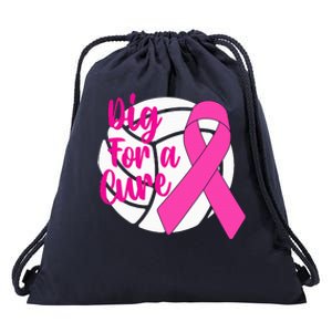 Dig For A Cure Breast Cancer Awareness Volleyball Pink Out Drawstring Bag