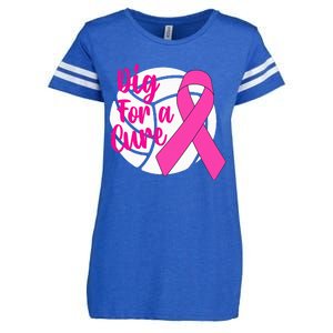 Dig For A Cure Breast Cancer Awareness Volleyball Pink Out Enza Ladies Jersey Football T-Shirt