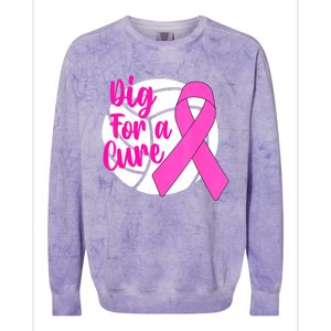 Dig For A Cure Breast Cancer Awareness Volleyball Pink Out Colorblast Crewneck Sweatshirt