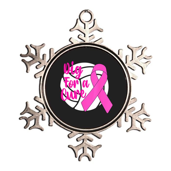 Dig For A Cure Breast Cancer Awareness Volleyball Pink Out Metallic Star Ornament