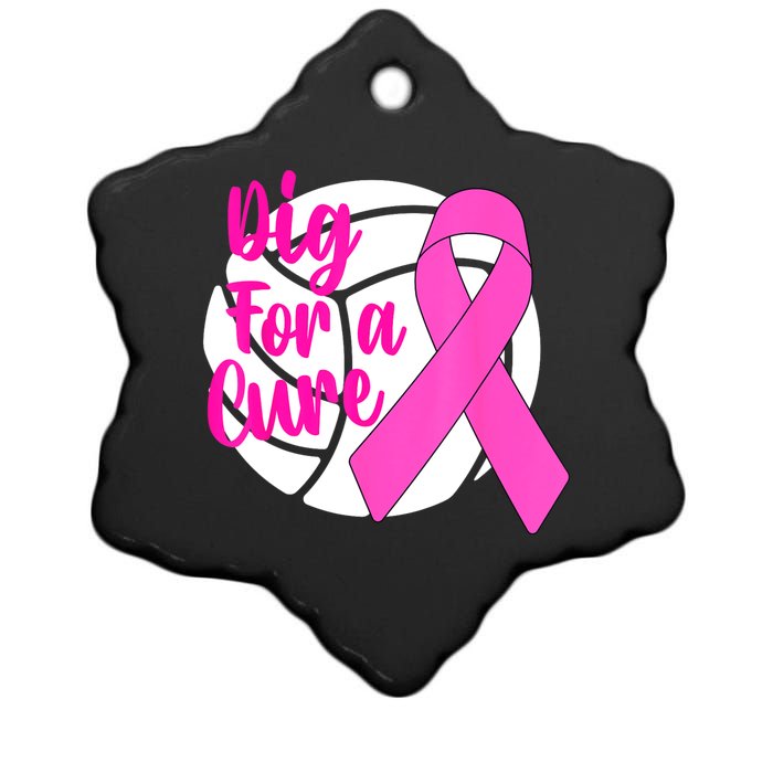 Dig For A Cure Breast Cancer Awareness Volleyball Pink Out Ceramic Star Ornament