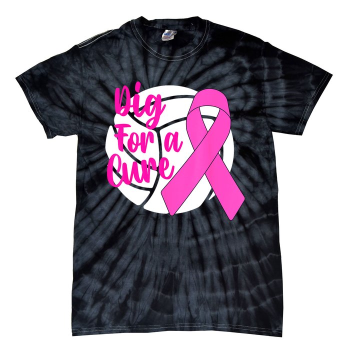 Dig For A Cure Breast Cancer Awareness Volleyball Pink Out Tie-Dye T-Shirt