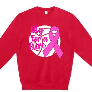 Dig For A Cure Breast Cancer Awareness Volleyball Pink Out Premium Crewneck Sweatshirt