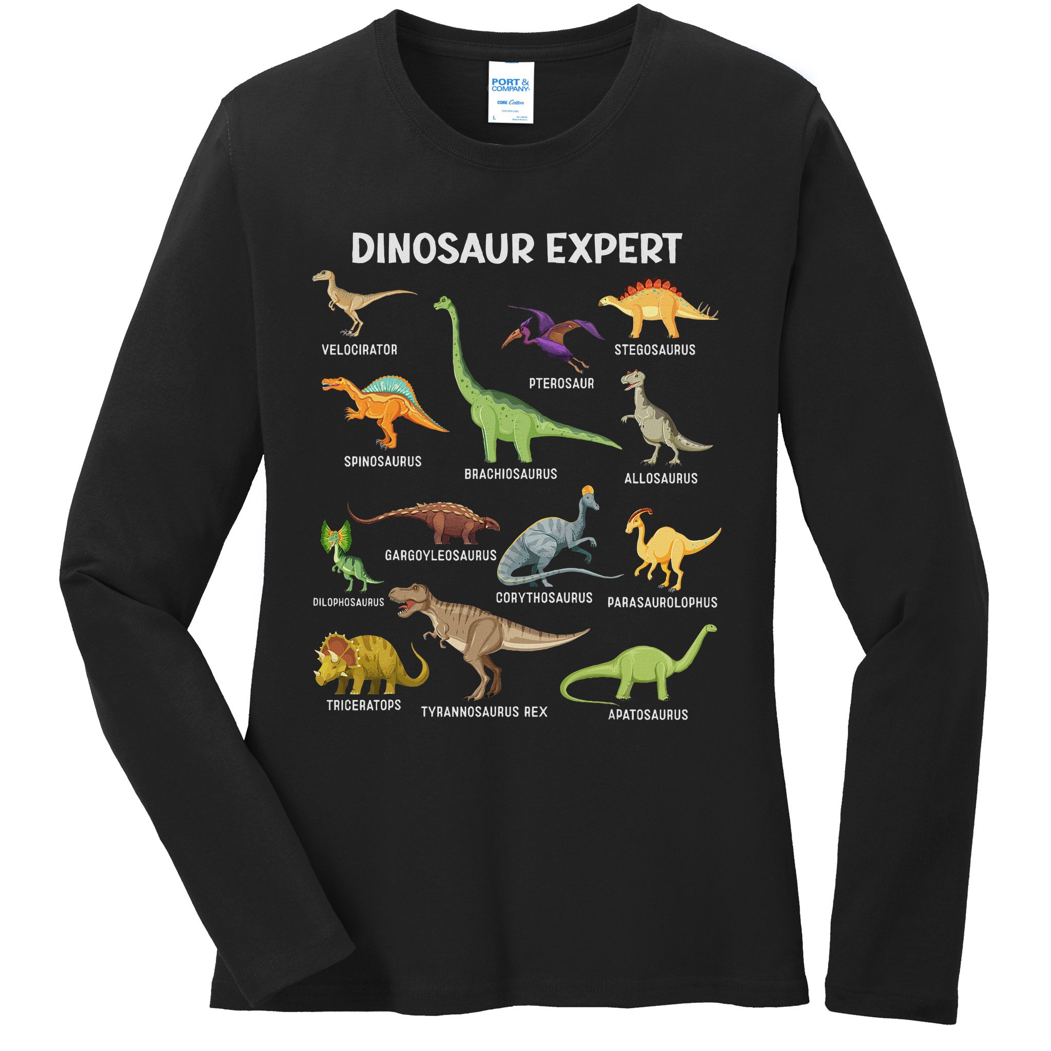Dinosaur For Adult Cute Dinosaur Ladies Long Sleeve Shirt