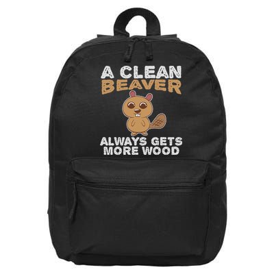 Dirty Funny Adult Clean Beaver Wood 16 in Basic Backpack