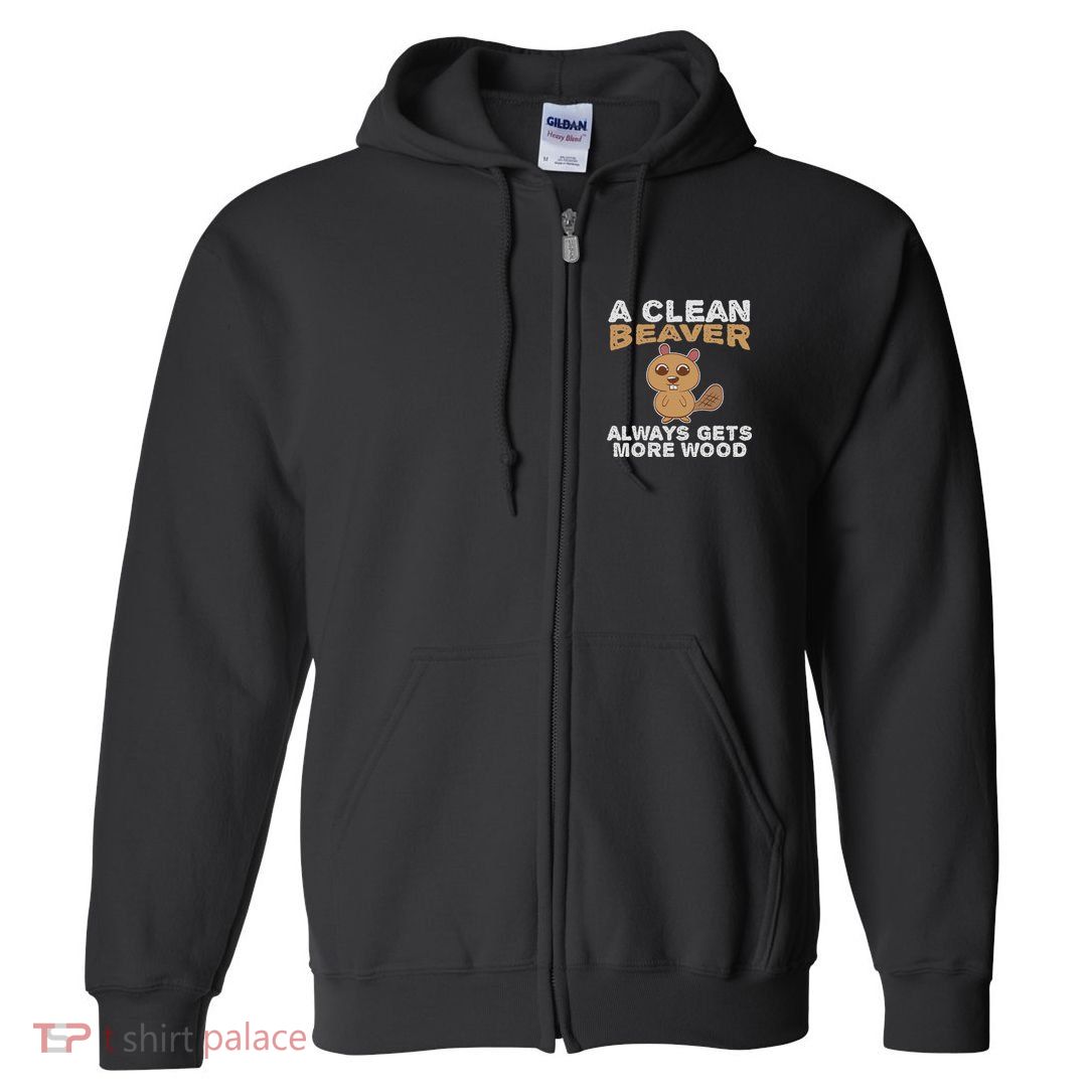 Dirty Funny Adult Clean Beaver Wood Full Zip Hoodie