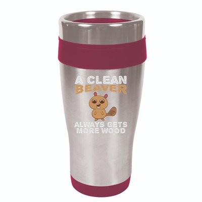 Dirty Funny Adult Clean Beaver Wood 16oz Travel Tumbler