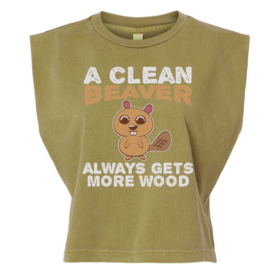 Dirty Funny Adult Clean Beaver Wood Garment-Dyed Women's Muscle Tee