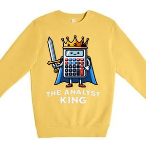 Data Financial Analyst King Funny Illustration Calculator Premium Crewneck Sweatshirt