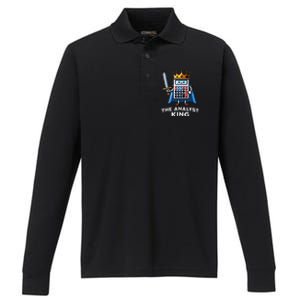 Data Financial Analyst King Funny Illustration Calculator Performance Long Sleeve Polo