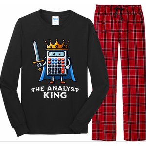 Data Financial Analyst King Funny Illustration Calculator Long Sleeve Pajama Set