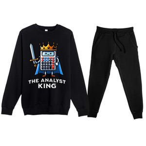 Data Financial Analyst King Funny Illustration Calculator Premium Crewneck Sweatsuit Set