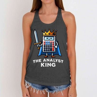 Data Financial Analyst King Funny Illustration Calculator Women's Knotted Racerback Tank