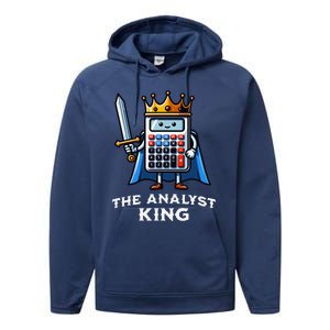 Data Financial Analyst King Funny Illustration Calculator Performance Fleece Hoodie