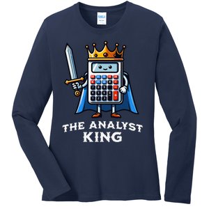 Data Financial Analyst King Funny Illustration Calculator Ladies Long Sleeve Shirt