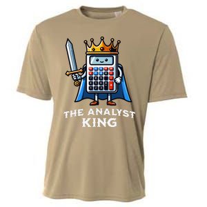 Data Financial Analyst King Funny Illustration Calculator Cooling Performance Crew T-Shirt