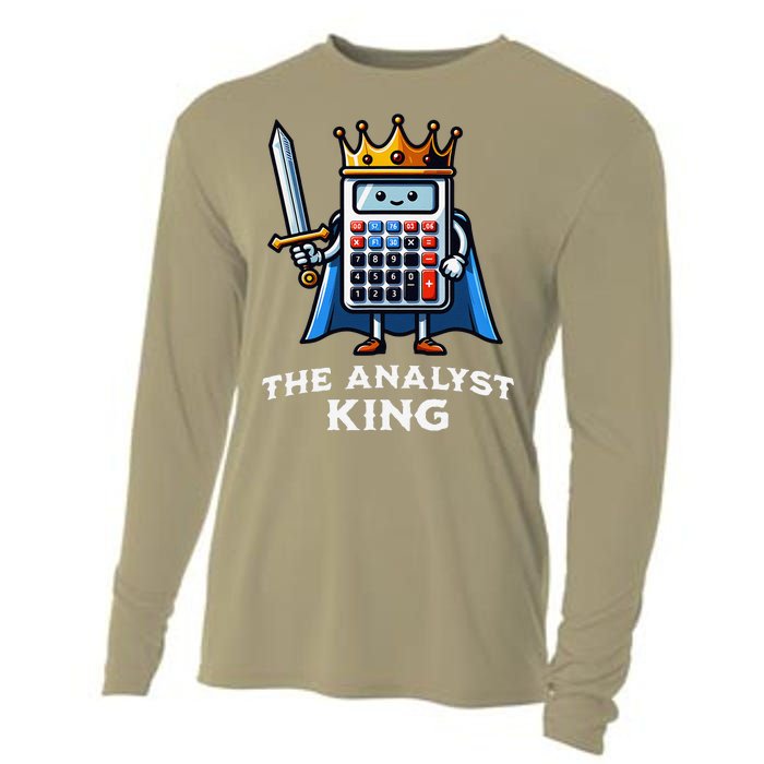 Data Financial Analyst King Funny Illustration Calculator Cooling Performance Long Sleeve Crew