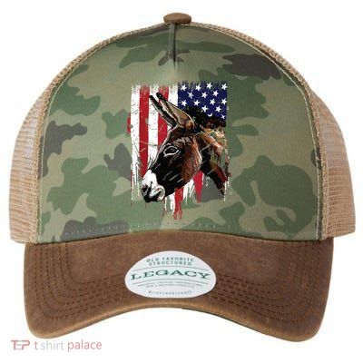 Donkey Farmer American Flag USA Donkey Legacy Tie Dye Trucker Hat