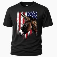 Donkey Farmer American Flag USA Donkey Cooling Performance Crew T-Shirt