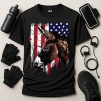Donkey Farmer American Flag USA Donkey Cooling Performance Crew T-Shirt
