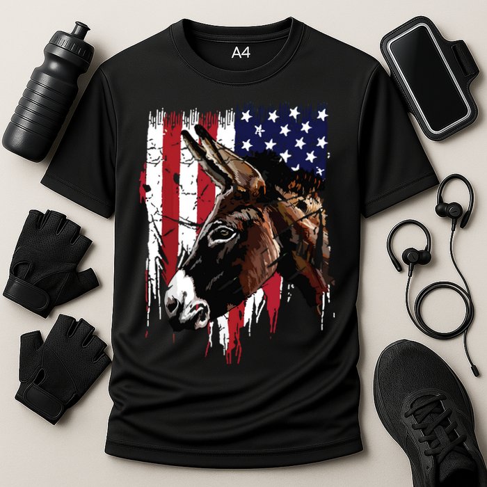 Donkey Farmer American Flag USA Donkey Cooling Performance Crew T-Shirt