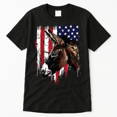 Donkey Farmer American Flag USA Donkey Tall T-Shirt