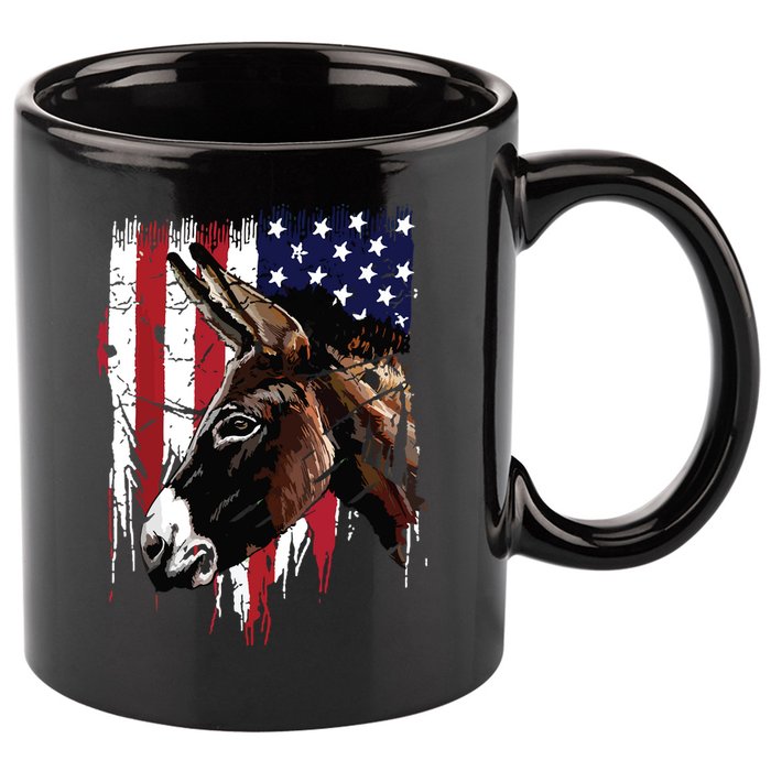 Donkey Farmer American Flag USA Donkey 11oz C Handle Ceramic Mug
