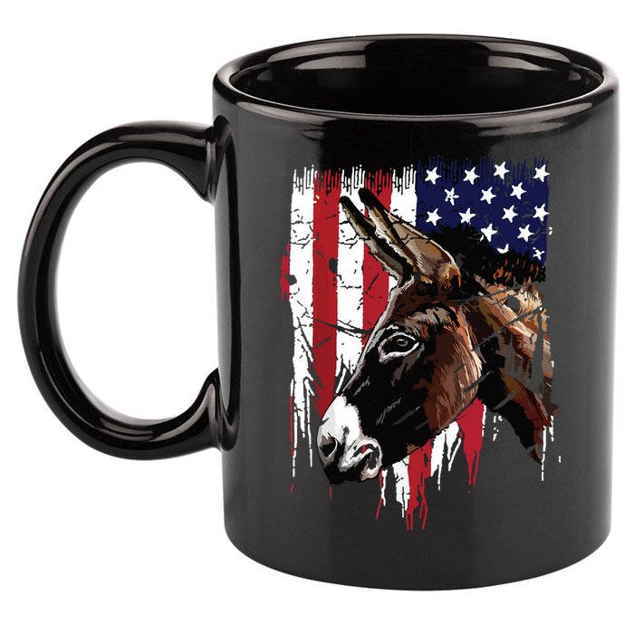Donkey Farmer American Flag USA Donkey 11oz C Handle Ceramic Mug