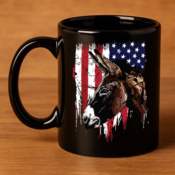 Donkey Farmer American Flag USA Donkey 11oz C Handle Ceramic Mug